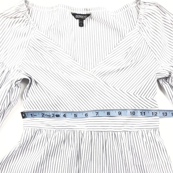 Express Striped Blouse V neck Women's Size XS White Ties on back - Picture 6 of 14